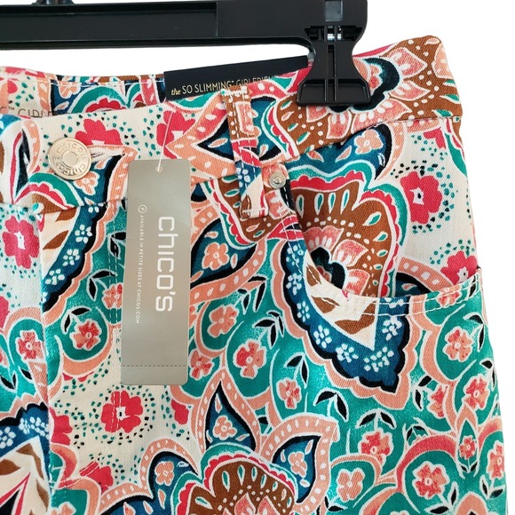 Chico's Bombay Medallion Pant Size M/10 Pink Multi Slimming Girlfriend Ankle NWT - Picture 5 of 9